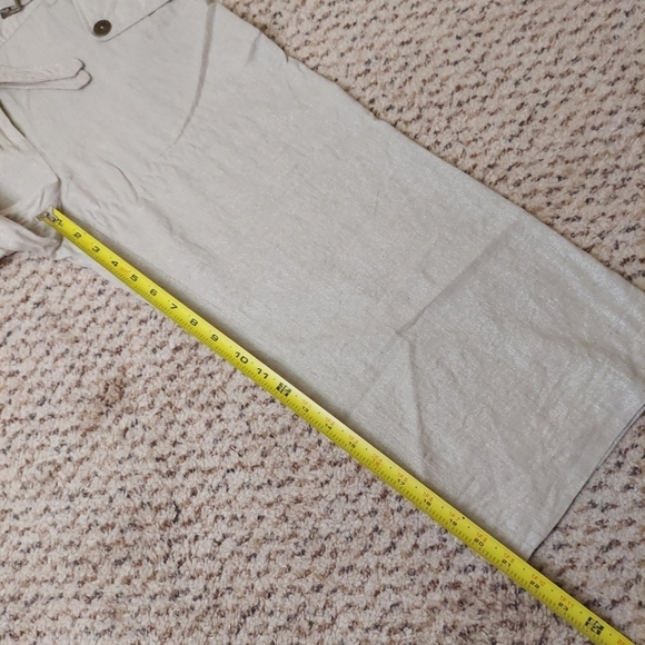 Willi Smith Womens Pants Linen Blend Crop Wide Leg Metallic Beige Khaki Size 10 - Picture 6 of 14